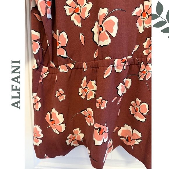 Alfani Faux Wrap Floral Long Sleeve Blouse Brick Red Pink Plus Size 3X - Picture 5 of 7